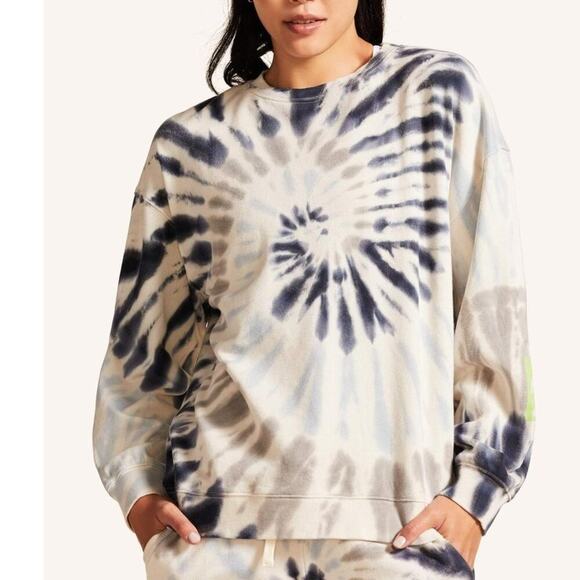 Peloton Women's French Terry Tie Dye Crew Neck Pullover Sweatshirt Size XL Multi - Picture 1 of 8